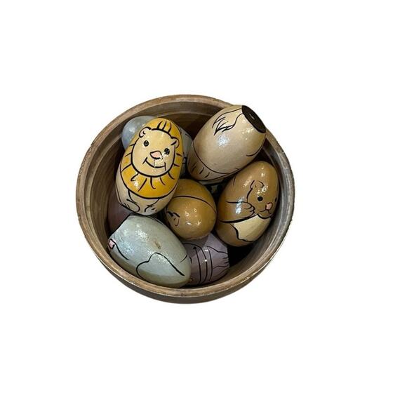 Vintage Terry's Village Hand Painted Noah's Ark Nesting Doll W/ 10 Egg Animals - Picture 8 of 8